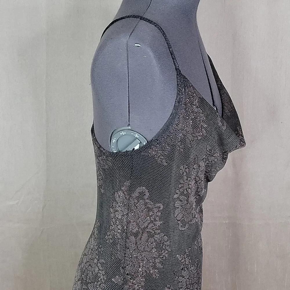 HOURGLASS Brown Floral Glittery Evening Dress Medium - Picture 5 of 12